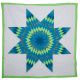 Star Quilt of Greens, Blue Pattern, and Lime Green Border