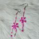Pink & White Flowers Beaded Earrings