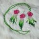 Pink & Green Beaded Rose Necklace & Earring Set