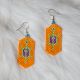 Green & Orange Turtle Beaded Earrings