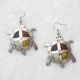 Silver and Stone Turtle Earrings with Medicine Wheel