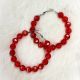 Earrings Hoop Red Large Beads