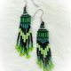 Earrings 7 Row Beaded Gr/Blk