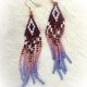 Earrings 9 Row Beaded Maroon