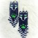 Earrings Navy Beaded Wolf