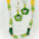 SET Beaded Green Flowers Yello