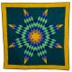 Star Quilt Western Pattern, Green, Blues & Yellow