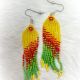 Earrings Red Daisy Yellow Bead