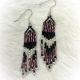 Earrings Mauve Black Bead 7Row
