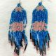 Earrings Blue/ Blk/Pink Beaded