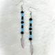 Earrings Black/Blue Beads Feat
