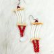Earrings Dentalium Red Beads