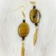 Earrings Bronze Beads Feathers