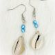 Earrings Shell w/ Blue beads