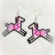Earrings Pink Horse Beaded