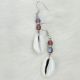 Earrings Shell w/ Plum Beads