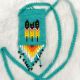 POUCH Teal Feather Beaded