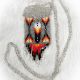 POUCH Silver Feather Beaded