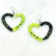 Earrings Heart Lime Gr/Blk Qui